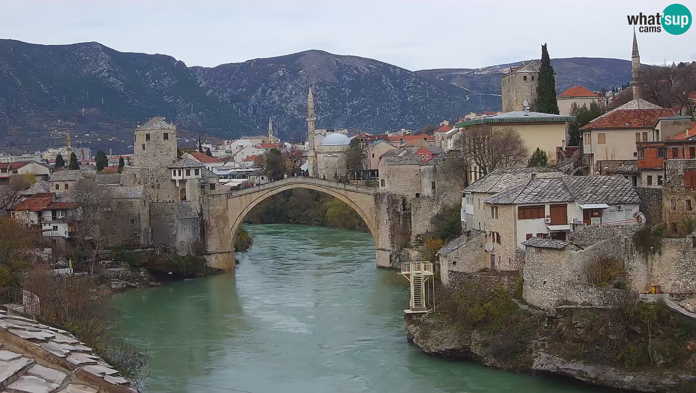 Mostar live – Webcam auf die Alte Brücke (Stari Most) und den Fluss Neretva