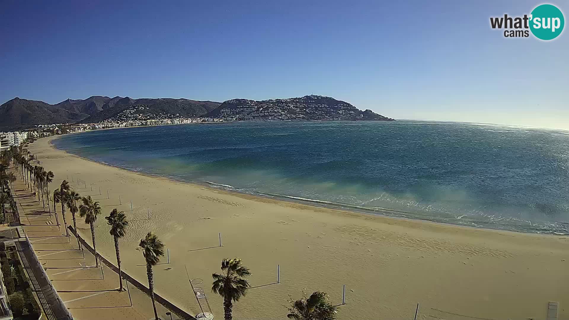 Live Roses Webcam Costa Brava beach view from MonteCarlo Hotel