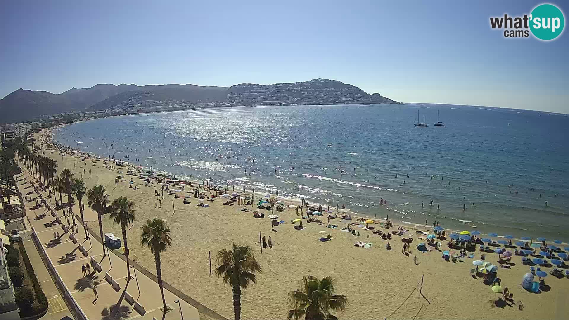 Live Roses Webcam Costa Brava beach view from MonteCarlo Hotel