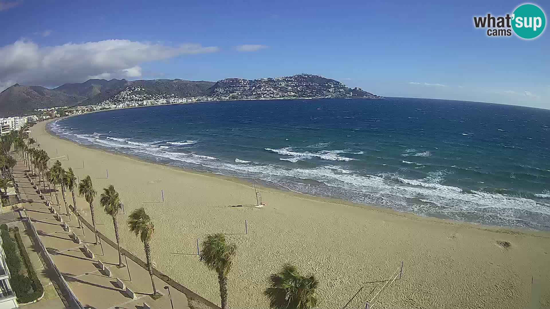 Live Roses Webcam Costa Brava beach view from MonteCarlo Hotel