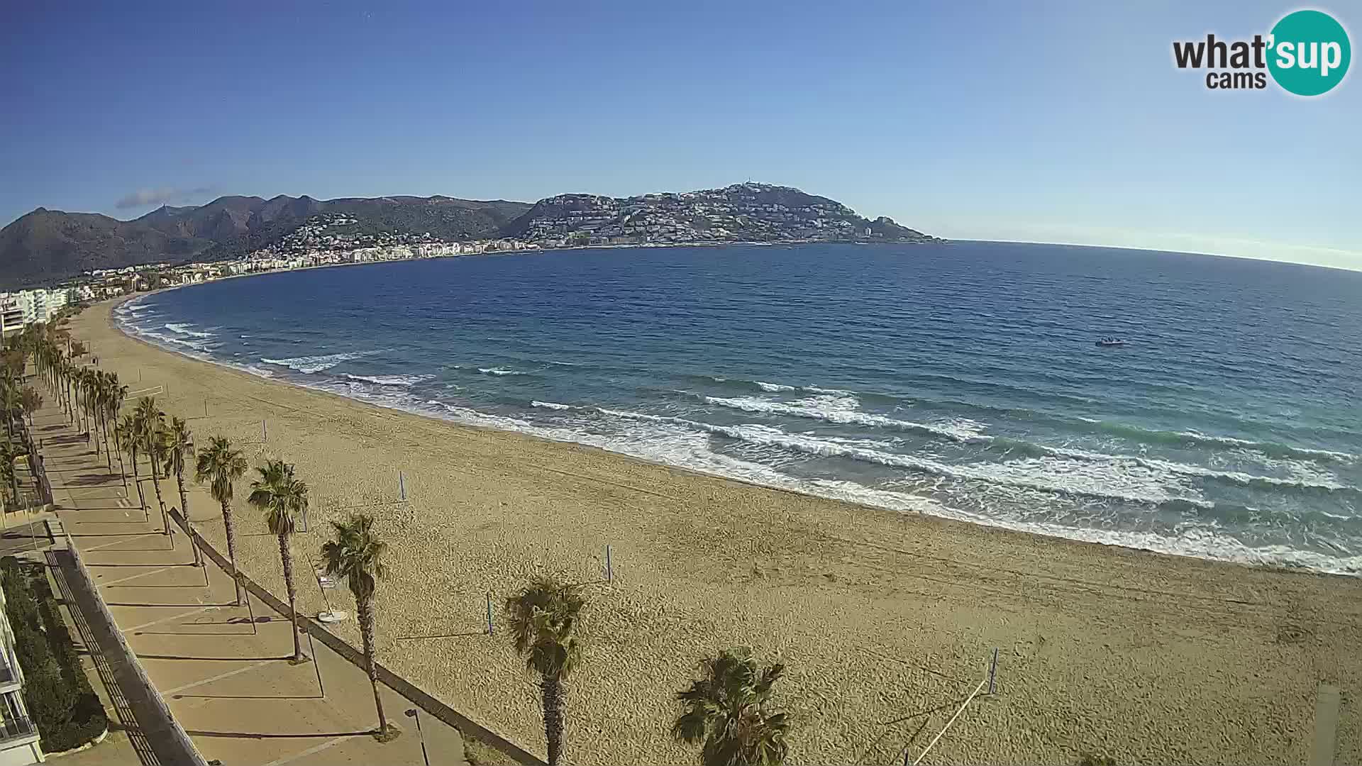 Live Roses Webcam Costa Brava beach view from MonteCarlo Hotel