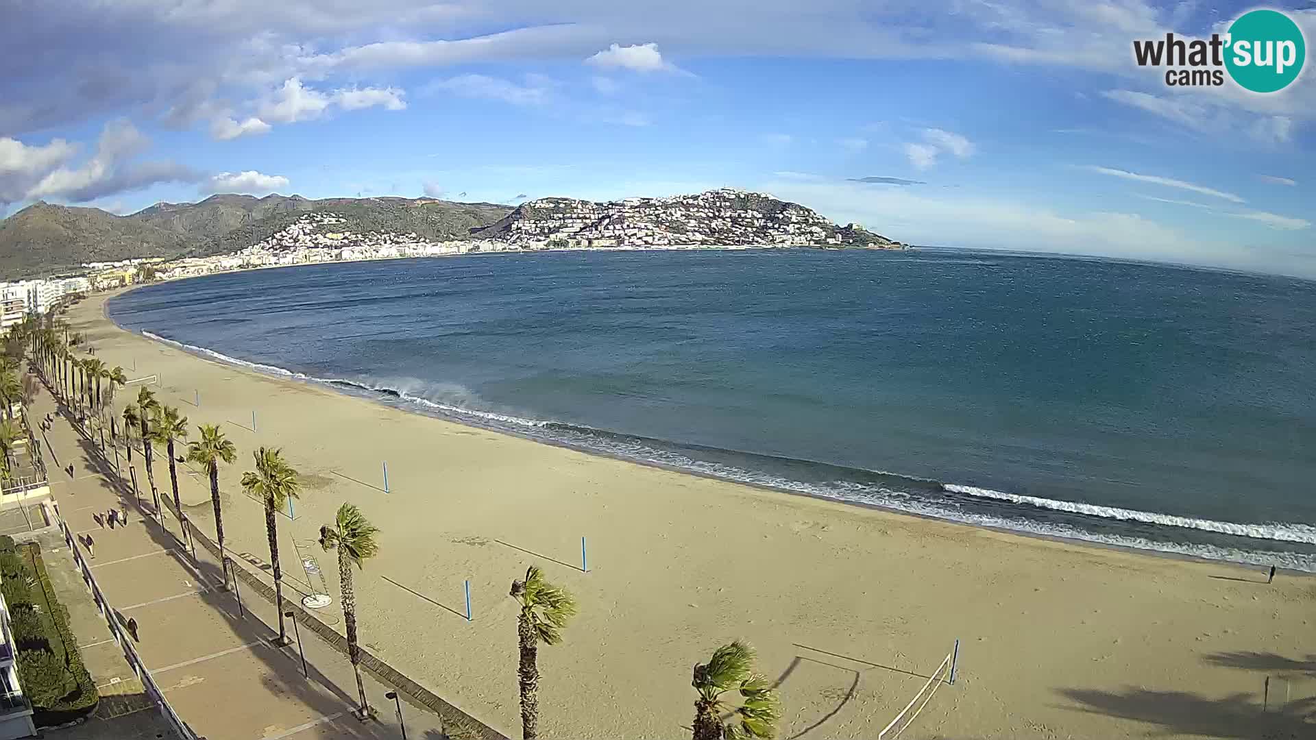 Live Roses Webcam Costa Brava beach view from MonteCarlo Hotel