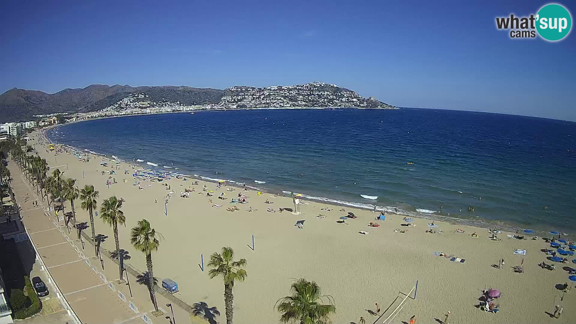 Live Roses Webcam Costa Brava beach view from MonteCarlo Hotel