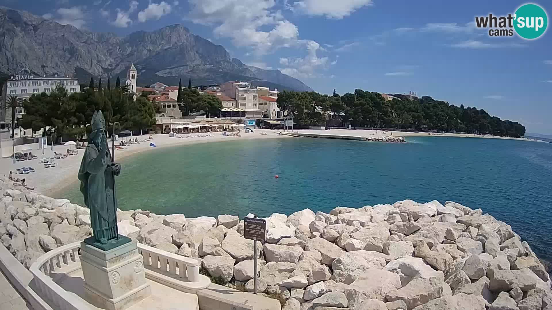 Webcam Baška Voda – Saint Nikola and beach