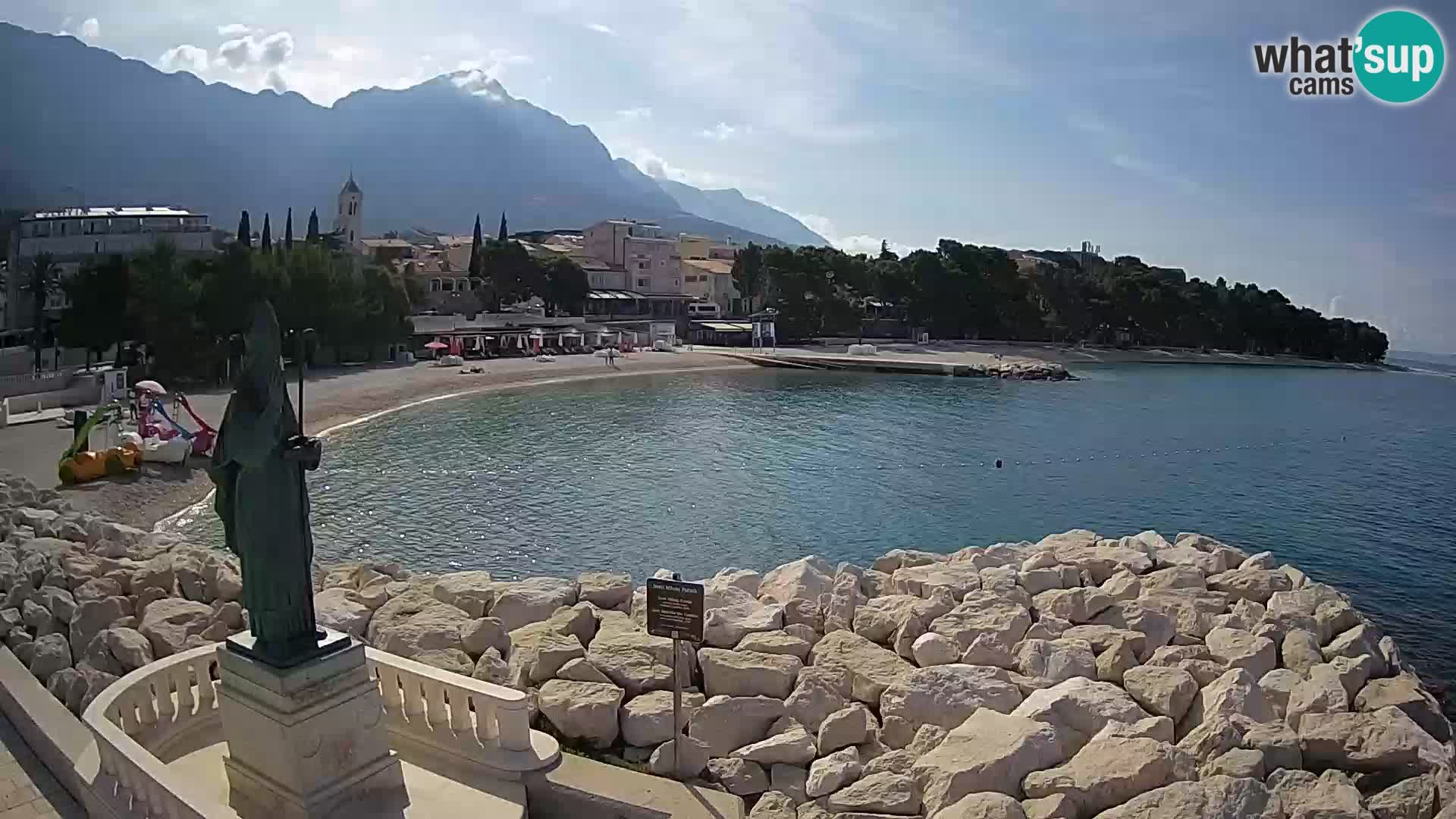 Webcam Baška Voda – Saint Nikola and beach