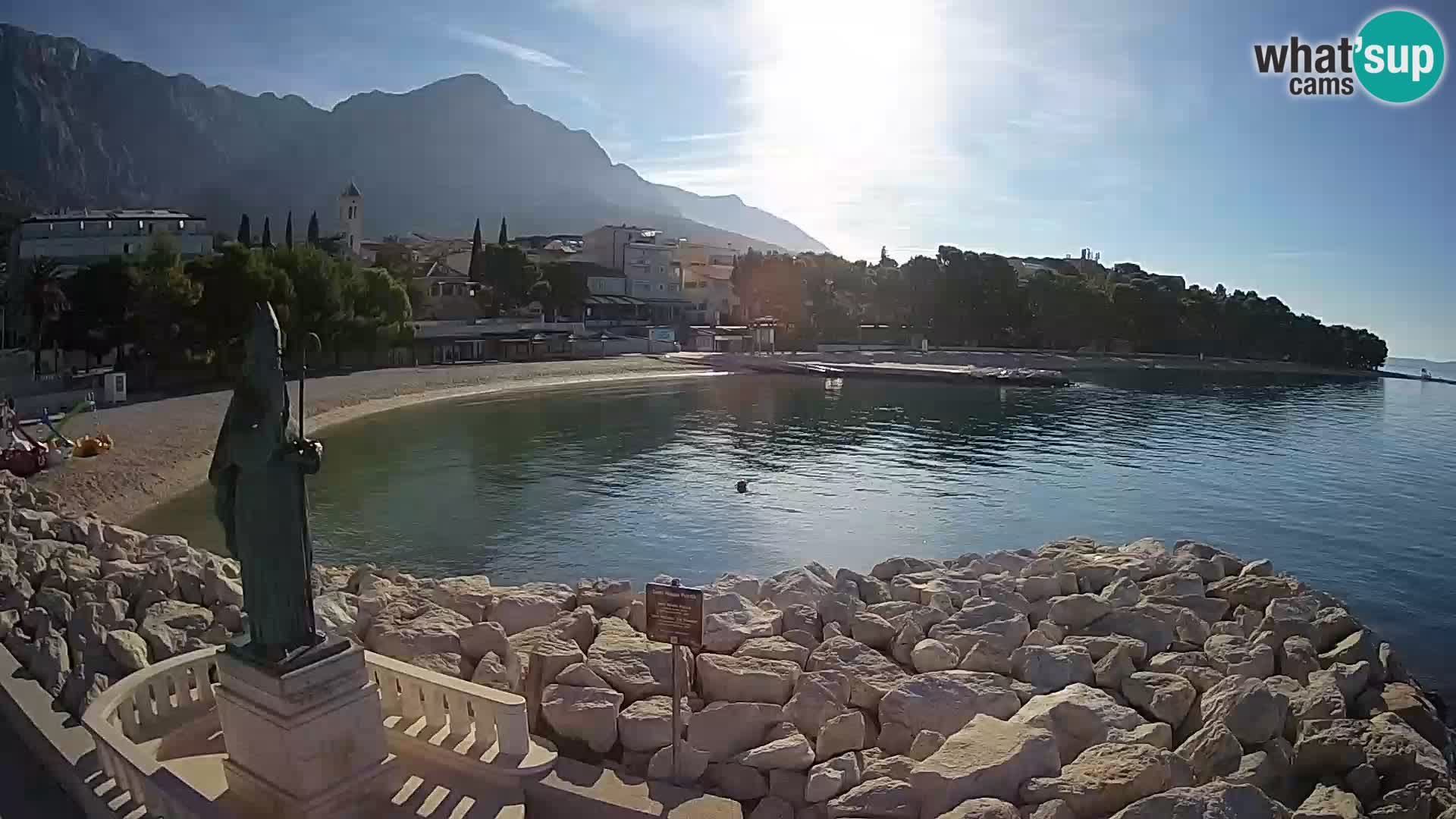 Webcam Baška Voda – Saint Nikola and beach