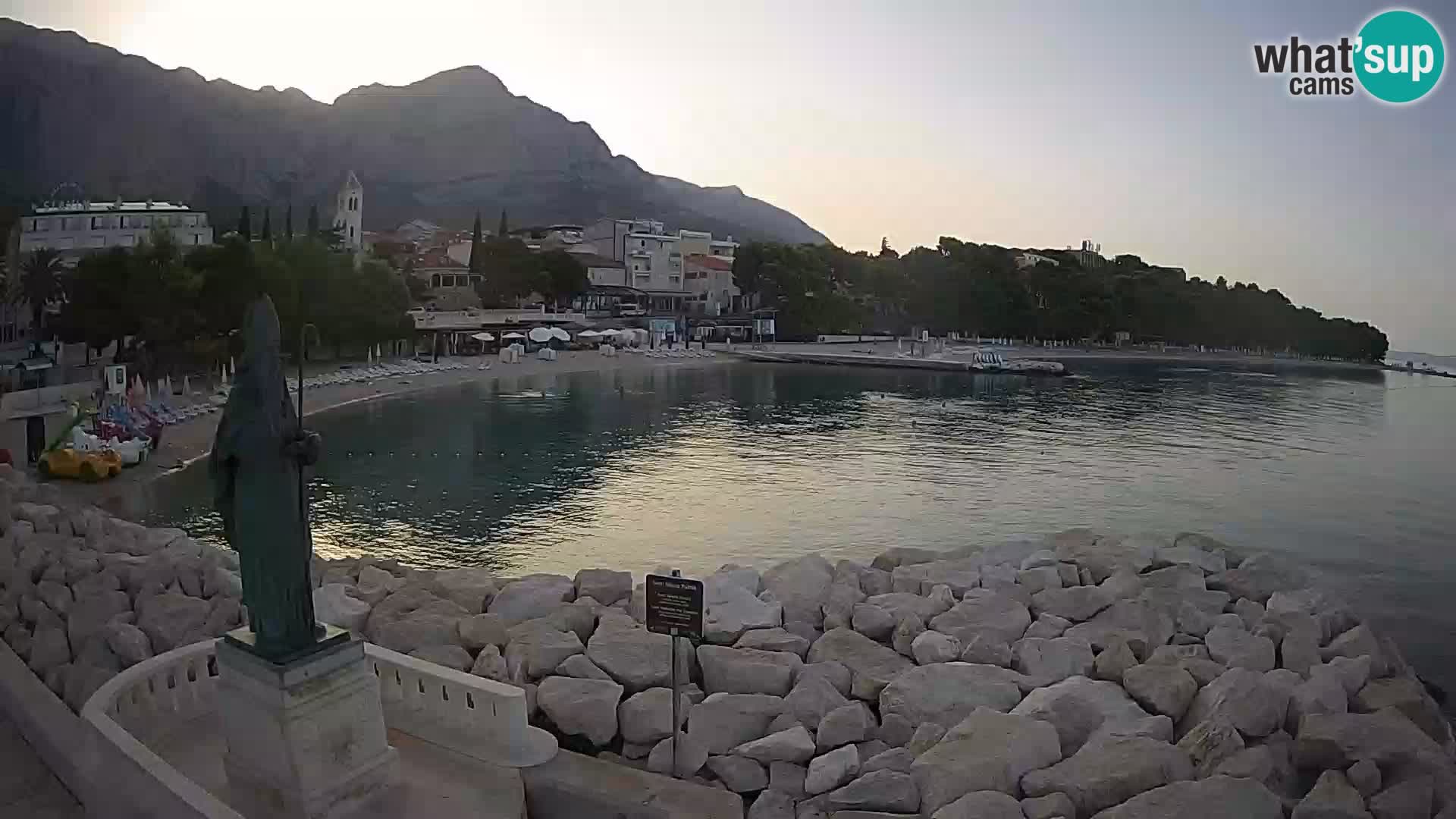 Webcam Baška Voda Croatia | Saint Nikola and beach