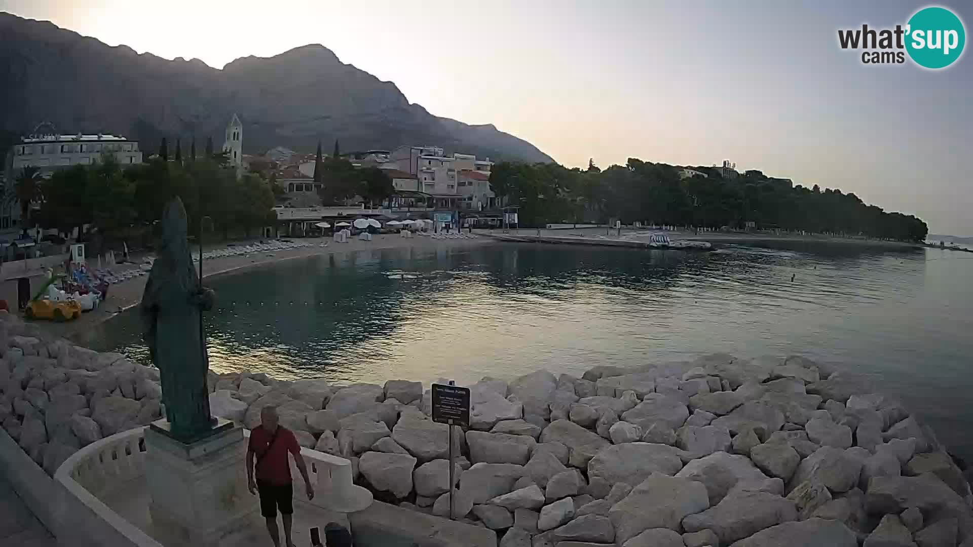 Webcam Baška Voda Croatia | Saint Nikola and beach