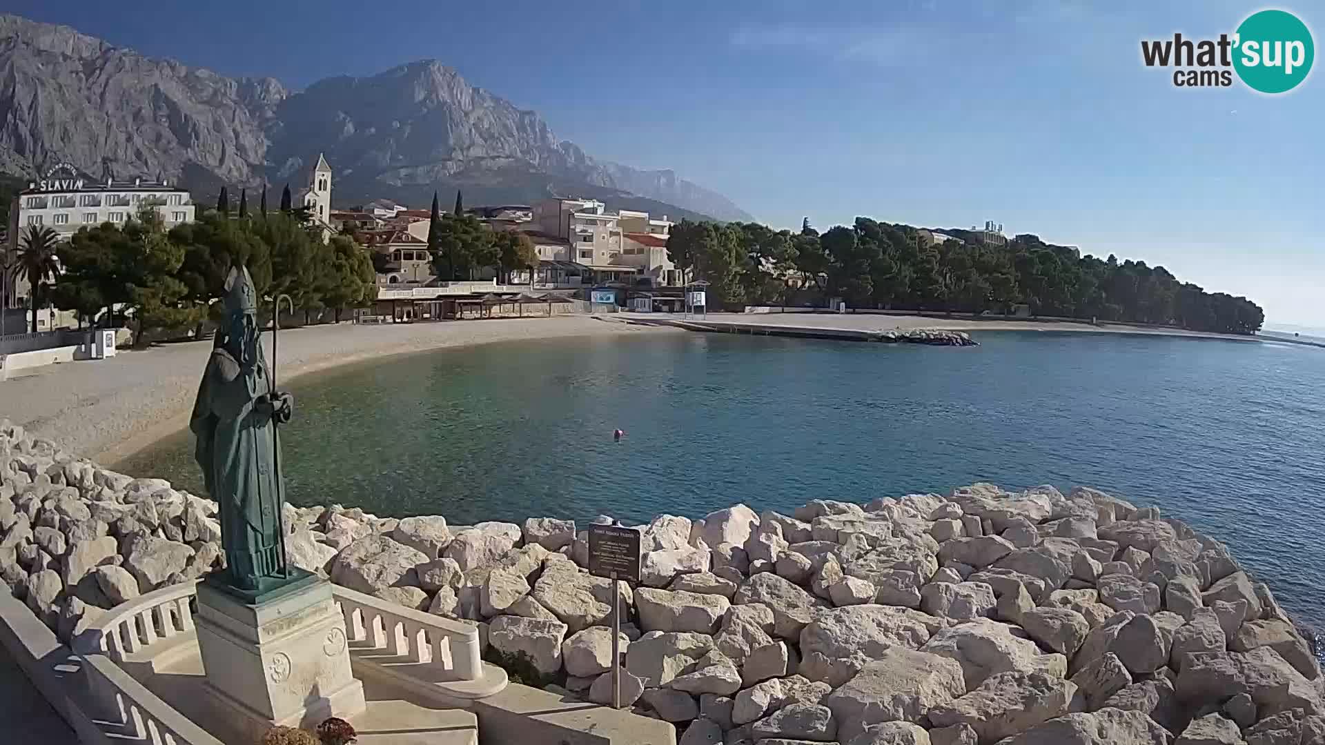 Webcam Baška Voda Croatia | Saint Nikola and beach