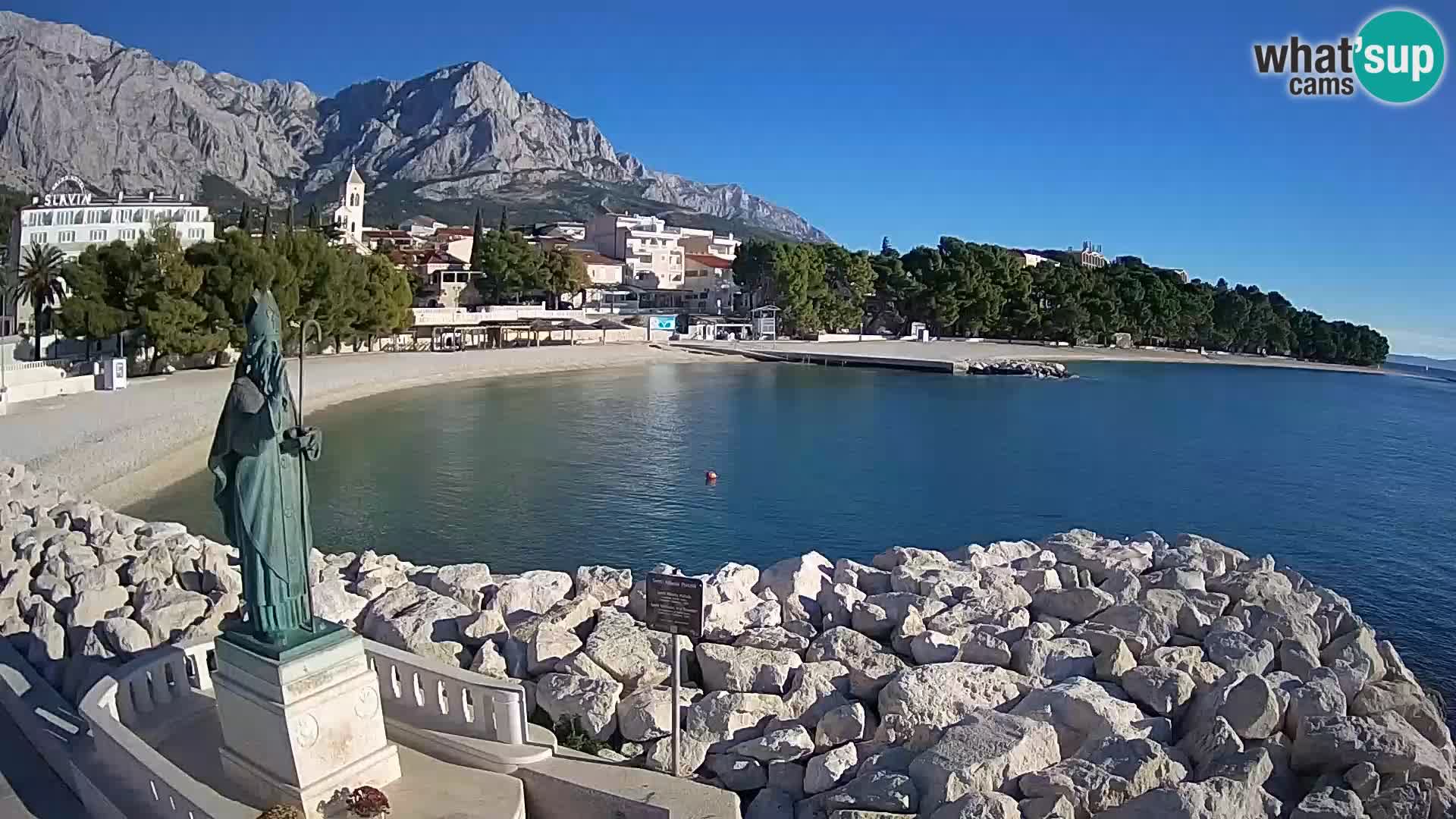 Webcam Baška Voda Croatia | Saint Nikola and beach