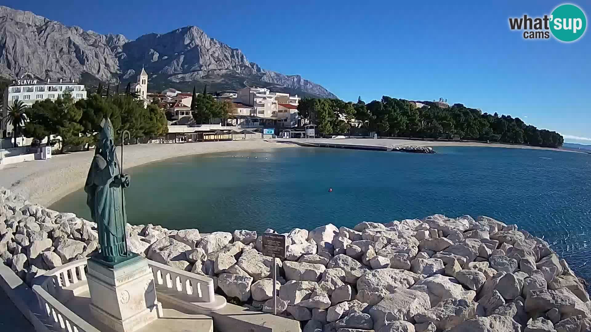 Spletna kamera Baška Voda – Sv. Nikola in plaža