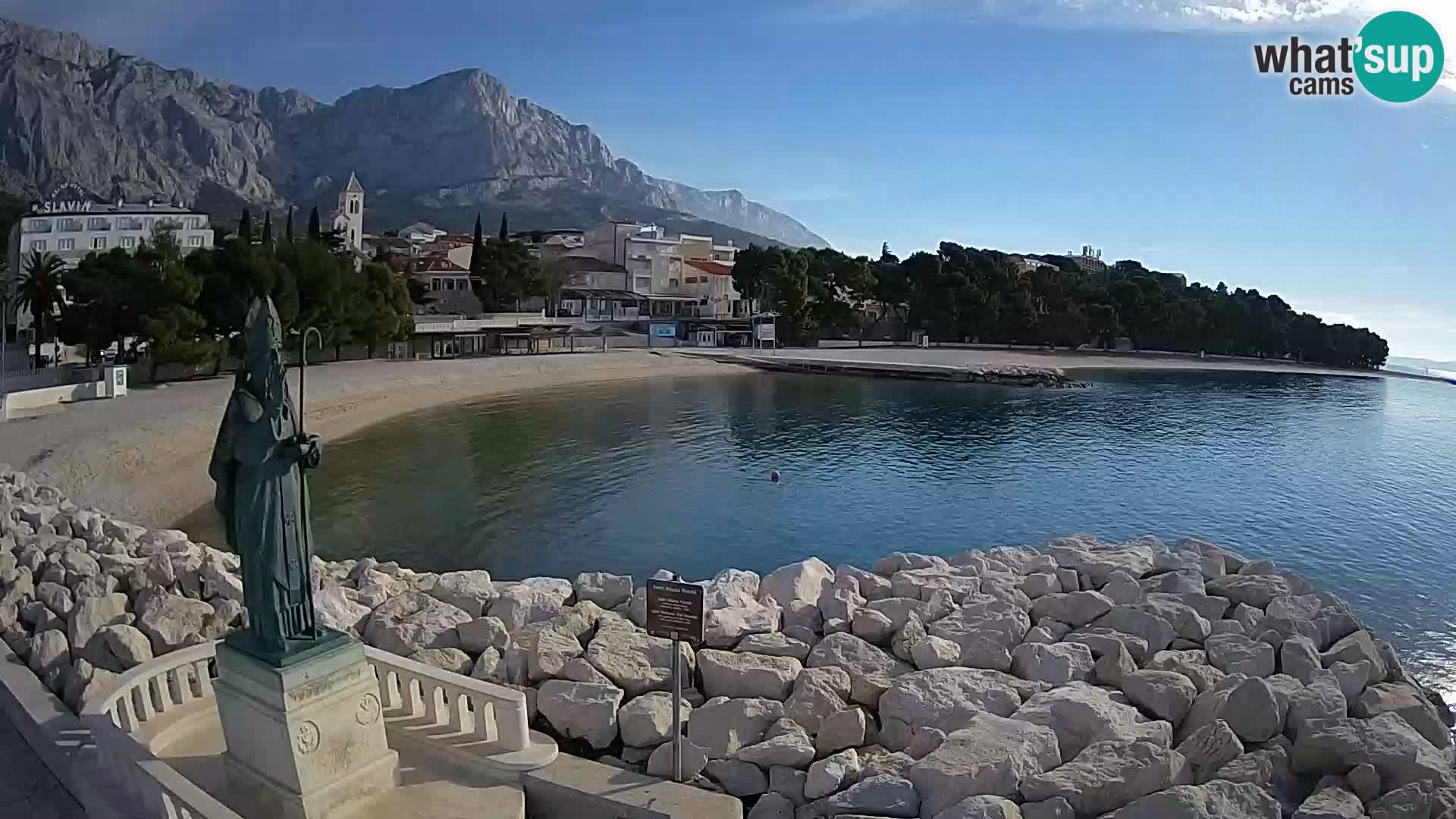 Spletna kamera Baška Voda – Sv. Nikola in plaža