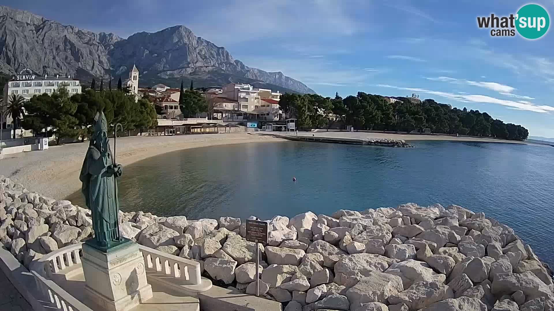 Spletna kamera Baška Voda – Sv. Nikola in plaža