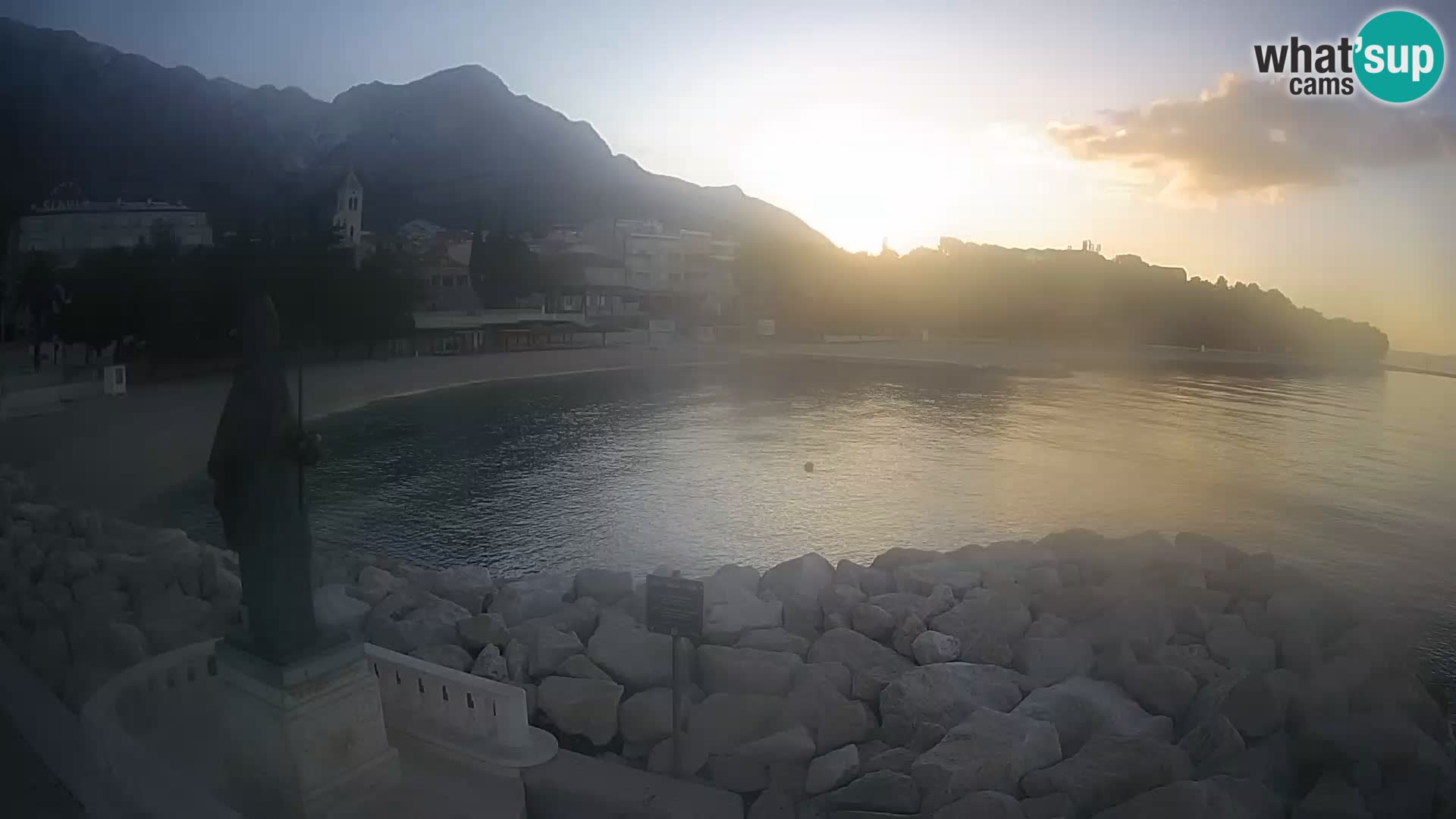 Webcam Baška Voda Croatia | Saint Nikola and beach