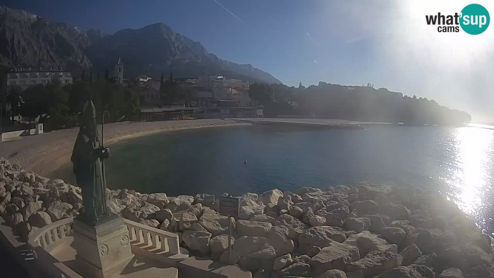 Webcam Baška Voda Croatia | Saint Nikola and beach