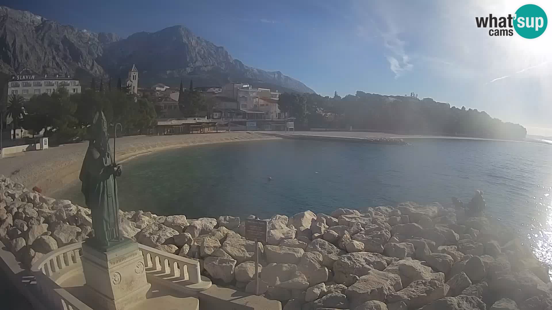 Spletna kamera Baška Voda – Sv. Nikola in plaža