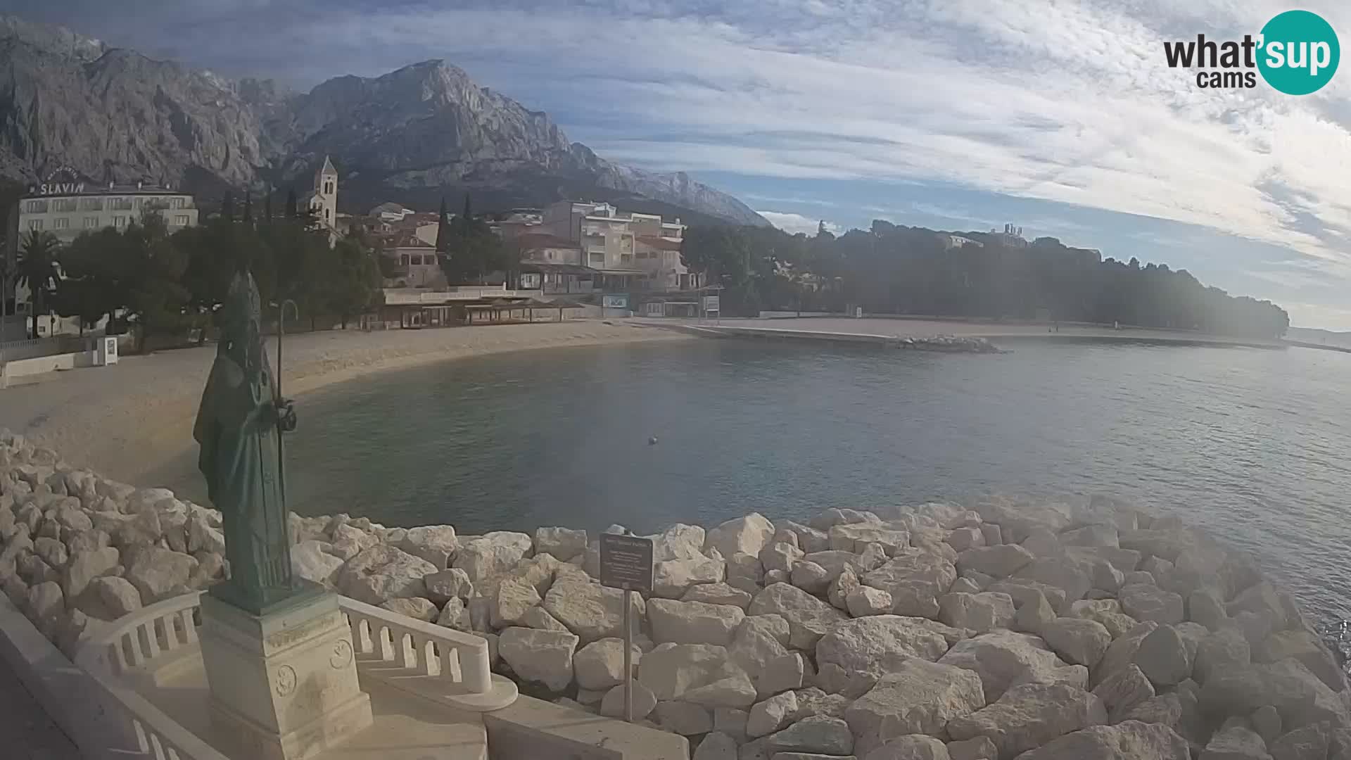 Webcam Baška Voda Croatia | Saint Nikola and beach