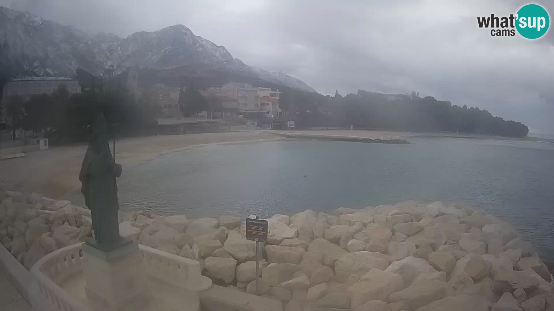 Webcam Baška Voda Croatia | Saint Nikola and beach