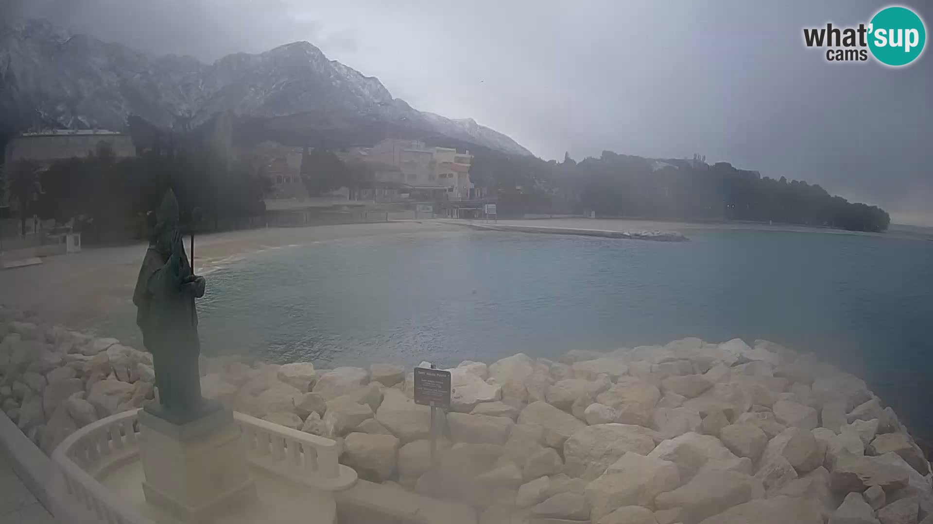 Webcam Baška Voda Croatia | Saint Nikola and beach