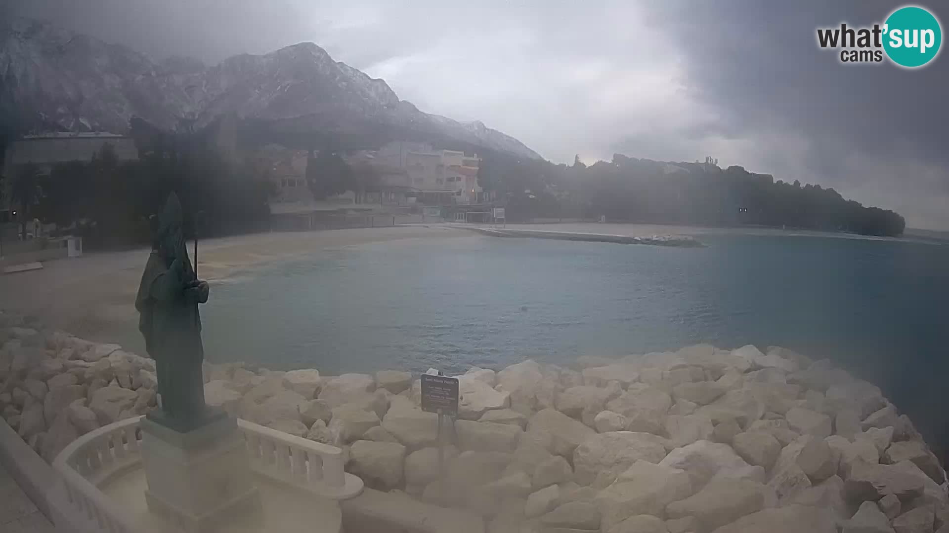 Webcam Baška Voda – Saint Nikola and beach