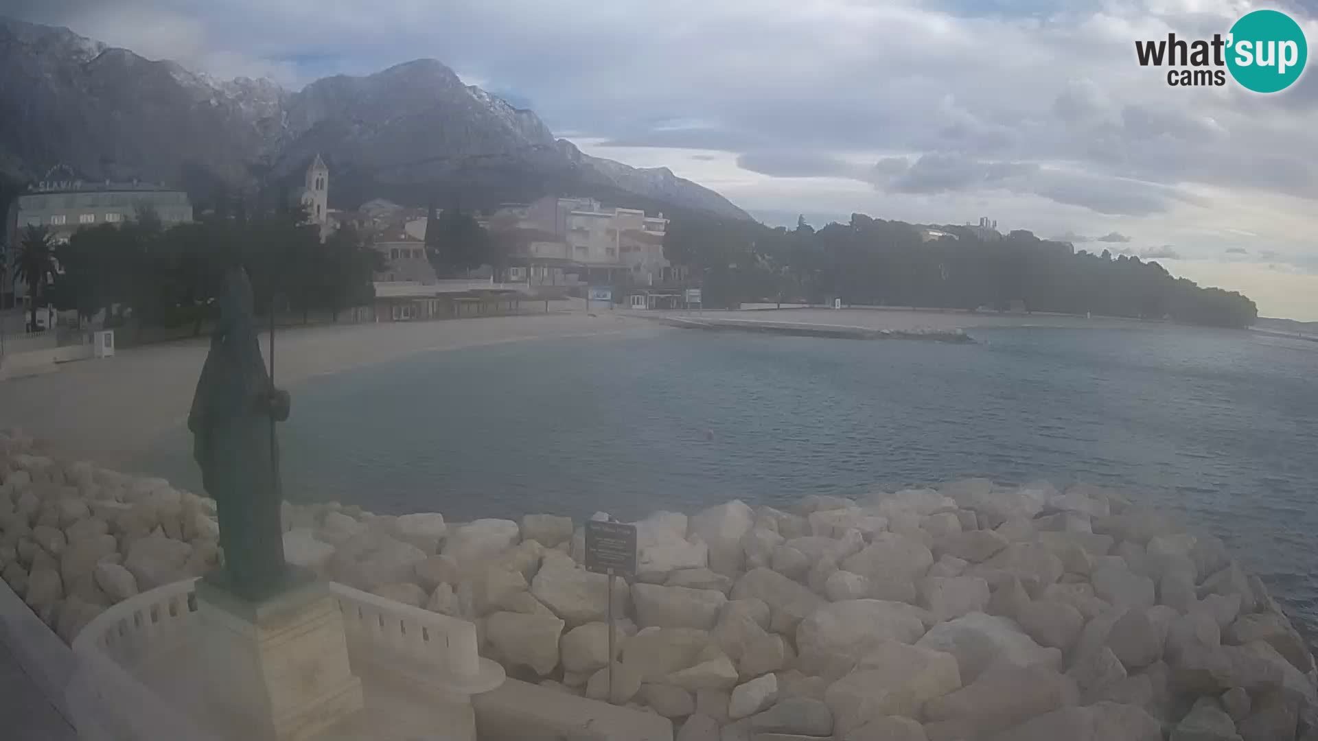 Webcam Baška Voda Croatia | Saint Nikola and beach