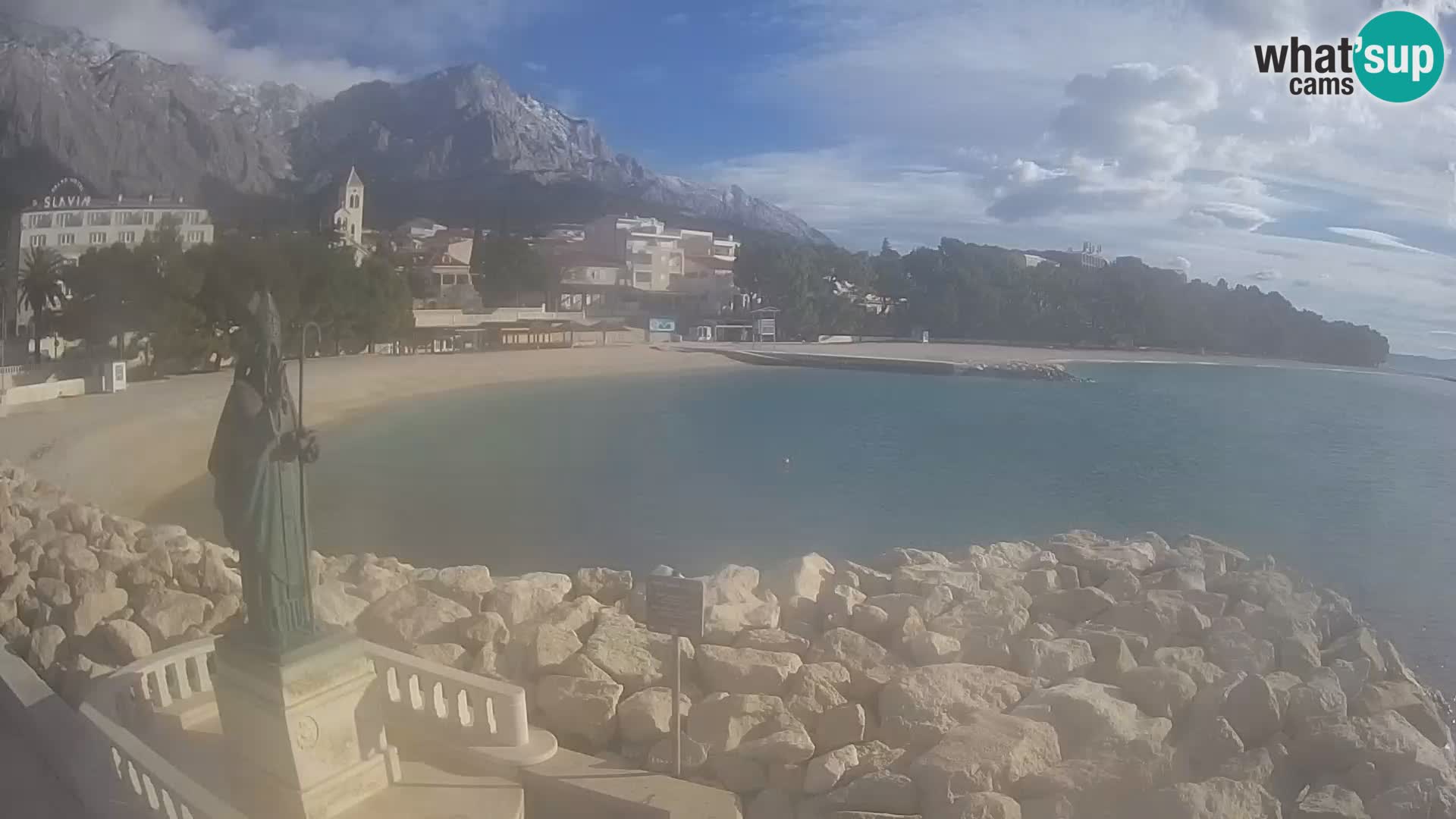 Webcam Baška Voda Croatia | Saint Nikola and beach