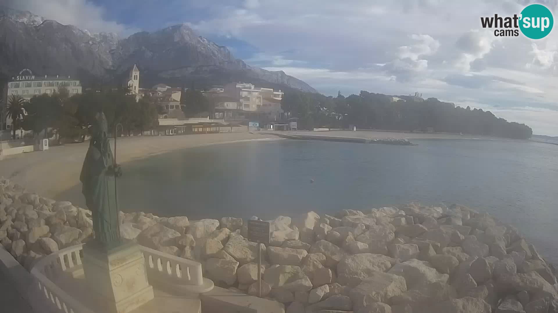 Webcam Baška Voda Croatia | Saint Nikola and beach