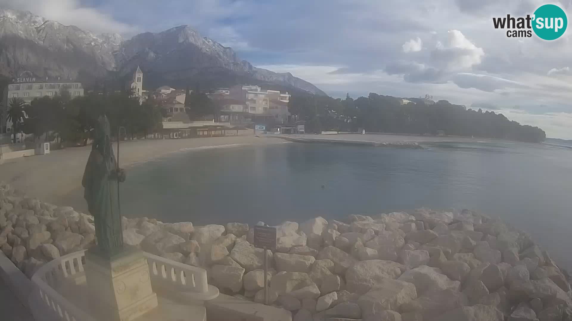 Webcam Baška Voda Croatia | Saint Nikola and beach