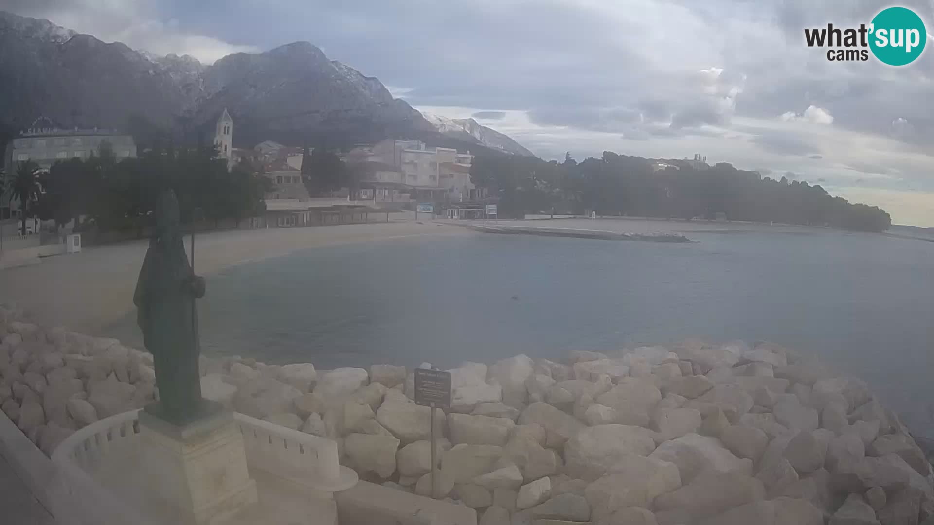 Webcam Baška Voda Croatia | Saint Nikola and beach