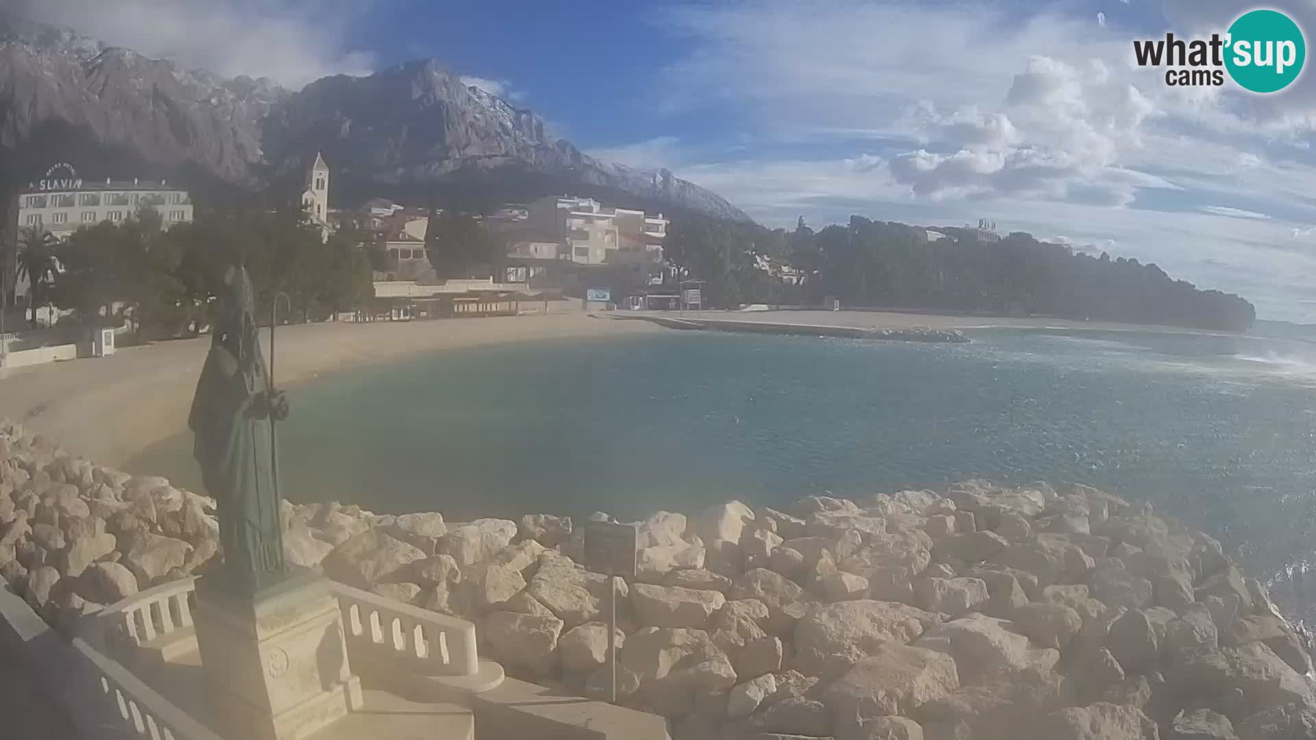 Webcam Baška Voda Croatia | Saint Nikola and beach