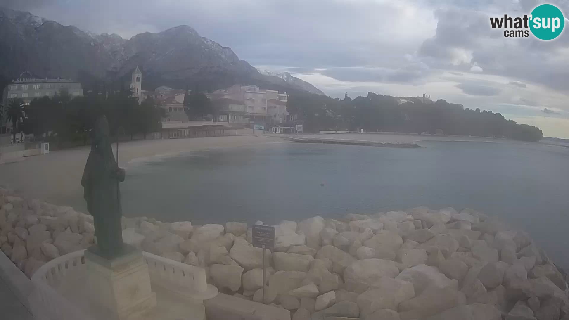 Webcam Baška Voda Croatia | Saint Nikola and beach