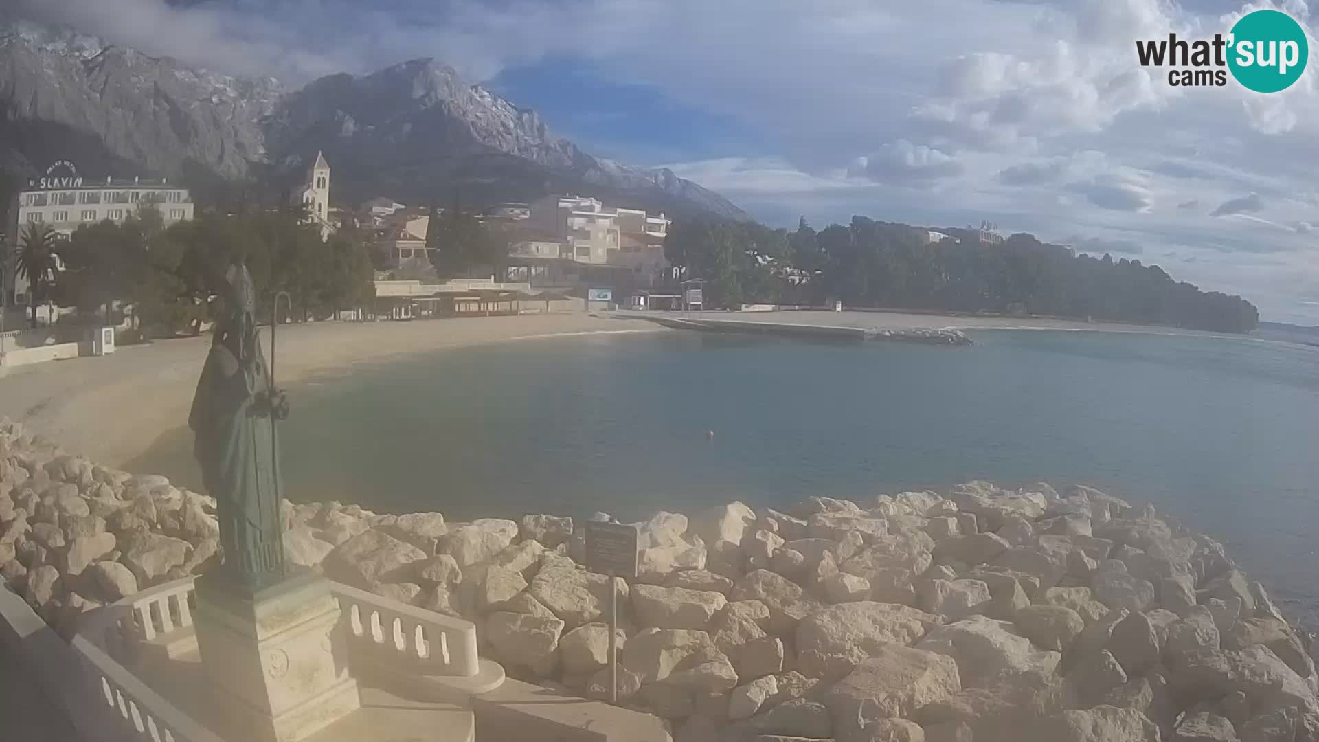 Webcam Baška Voda Croatia | Saint Nikola and beach