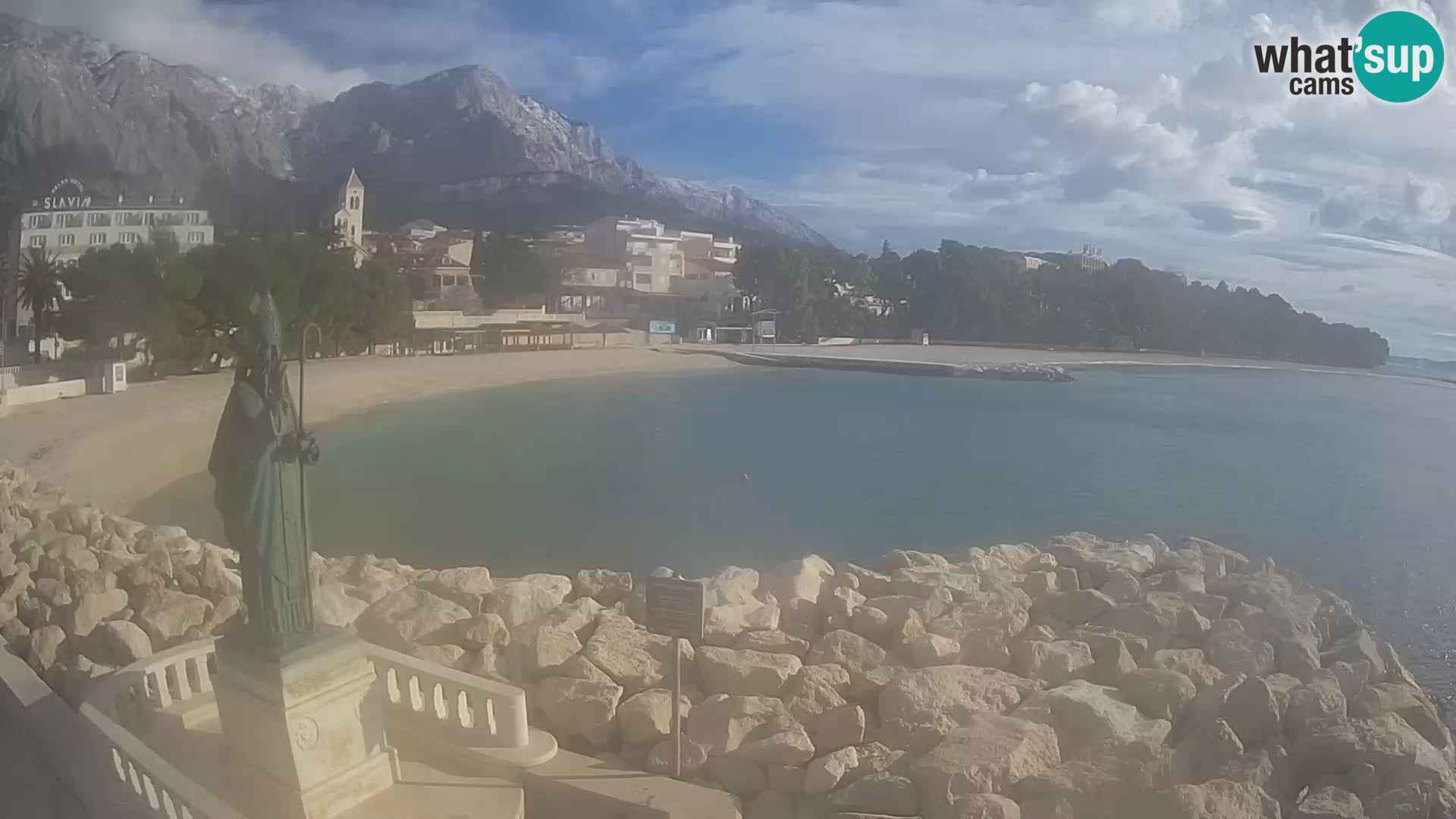 Webcam Baška Voda Croatia | Saint Nikola and beach