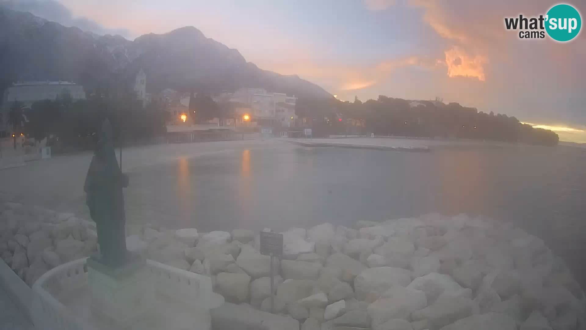 Webcam Baška Voda Croatia | Saint Nikola and beach