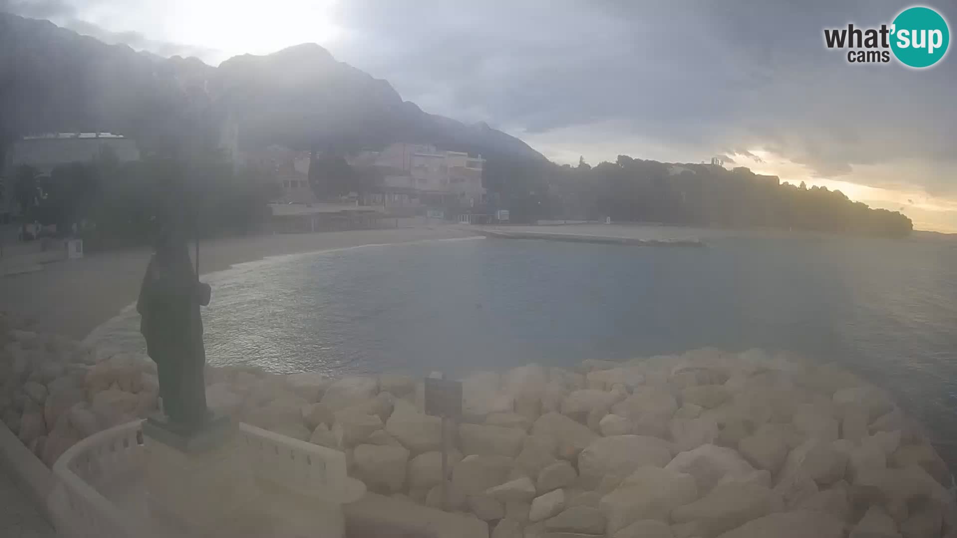 Webcam Baška Voda Croatia | Saint Nikola and beach