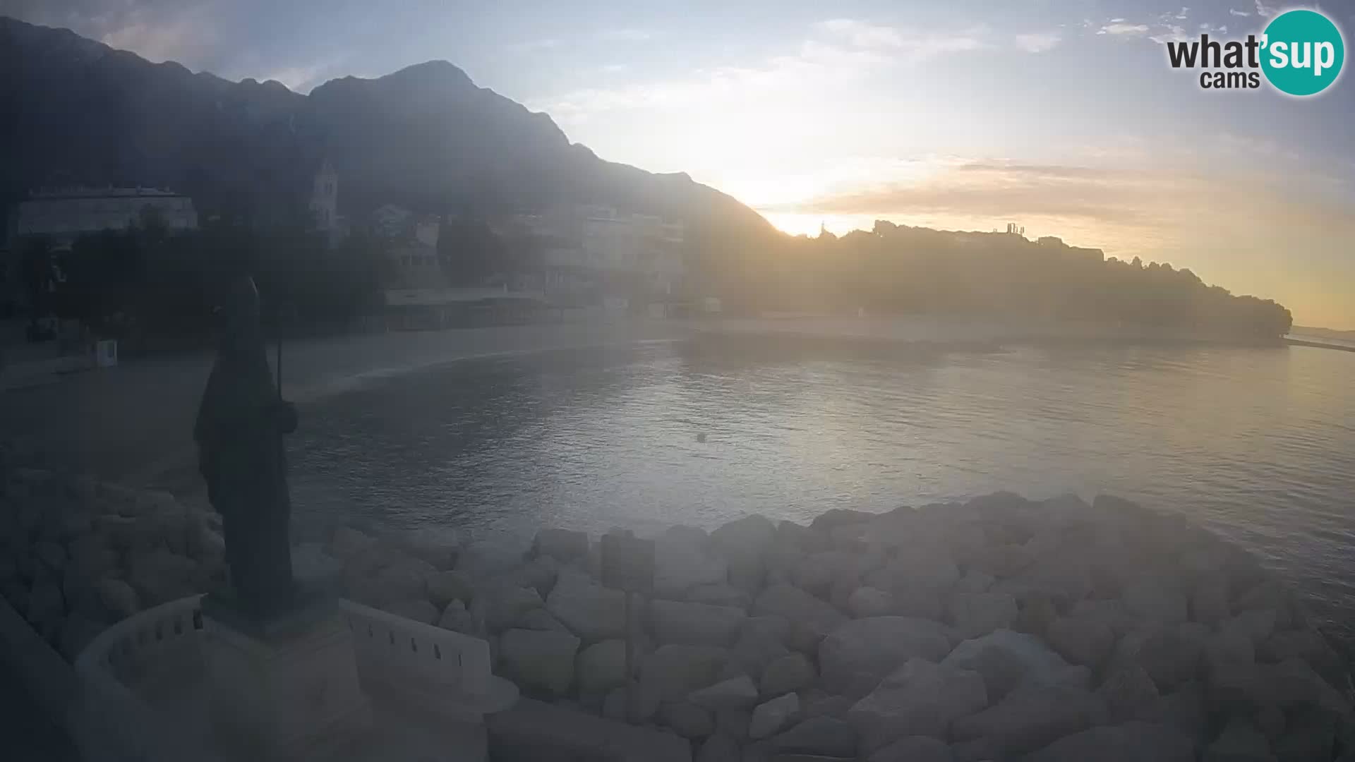 Webcam Baška Voda Croatia | Saint Nikola and beach