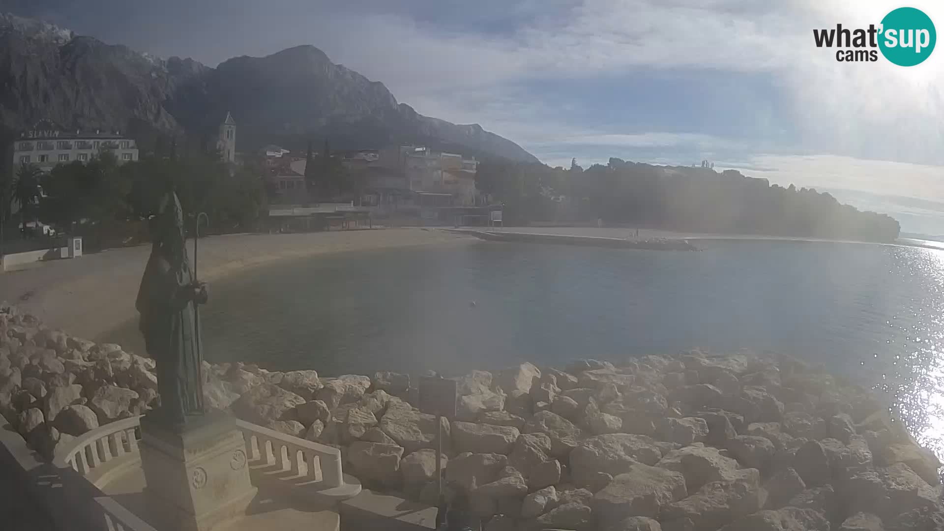 Webcam Baška Voda Croatia | Saint Nikola and beach