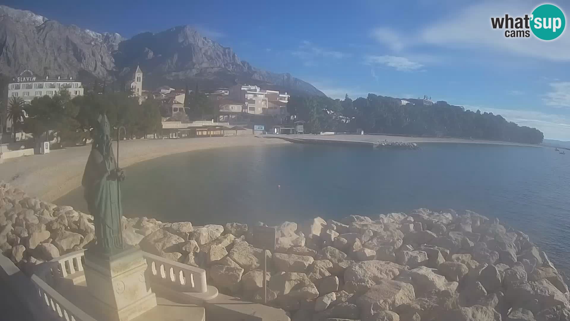 Webcam Baška Voda Croatia | Saint Nikola and beach