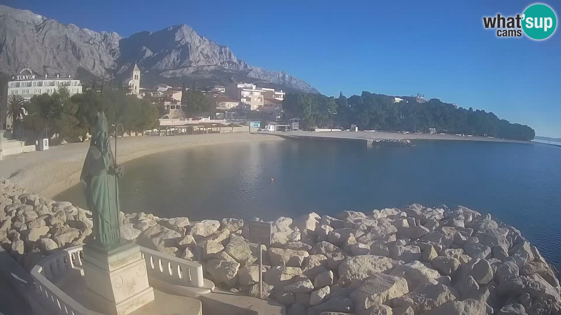 Webcam Baška Voda Croatia | Saint Nikola and beach