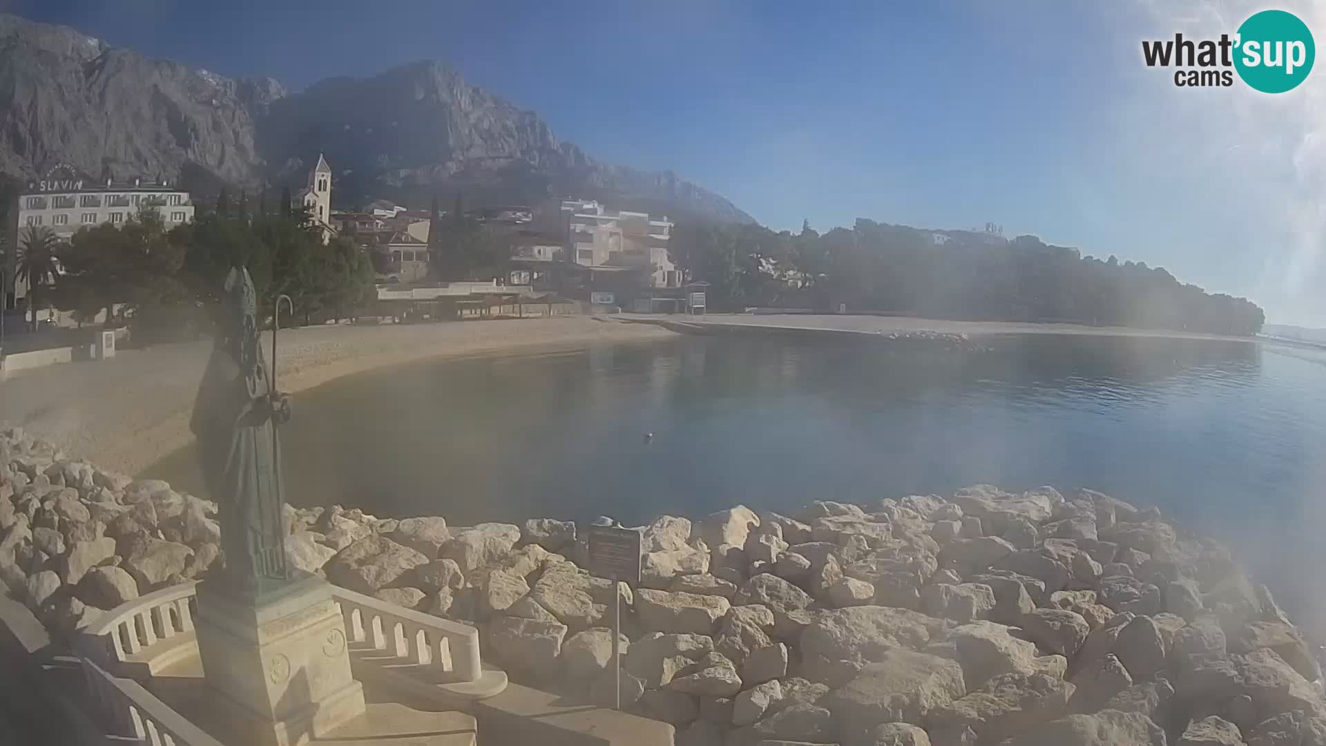 Webcam Baška Voda – Saint Nikola and beach