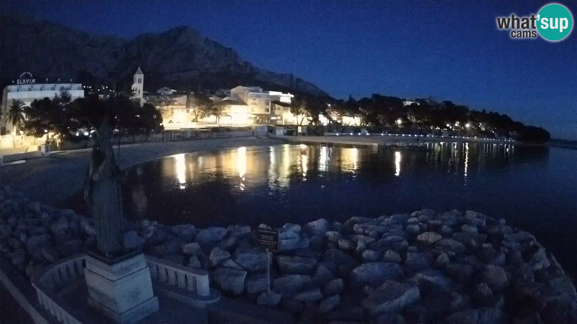 Webcam Baška Voda Croatia | Saint Nikola and beach