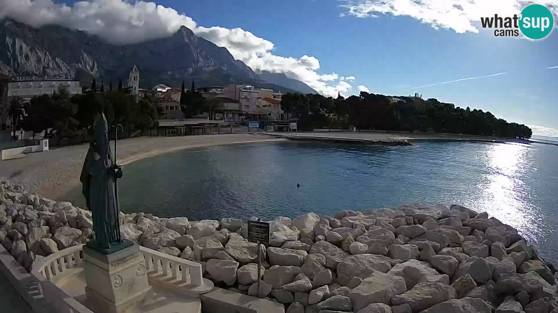 Webcam Baška Voda Croatia | Saint Nikola and beach