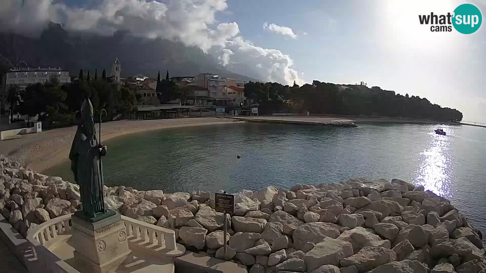 Webcam Baška Voda Croatia | Saint Nikola and beach