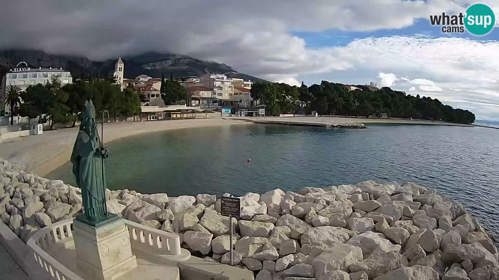 Webcam Baška Voda Croatia | Saint Nikola and beach