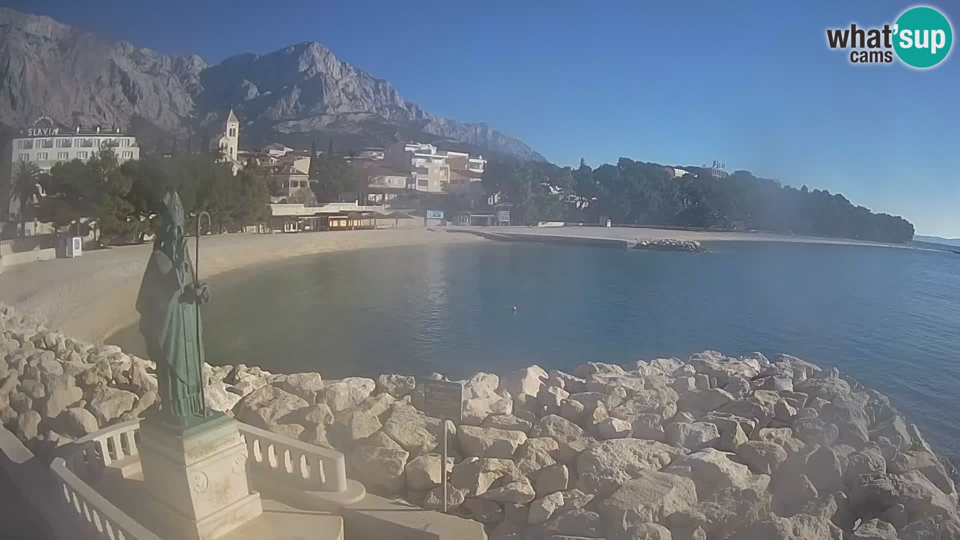 Webcam Baška Voda Croatia | Saint Nikola and beach