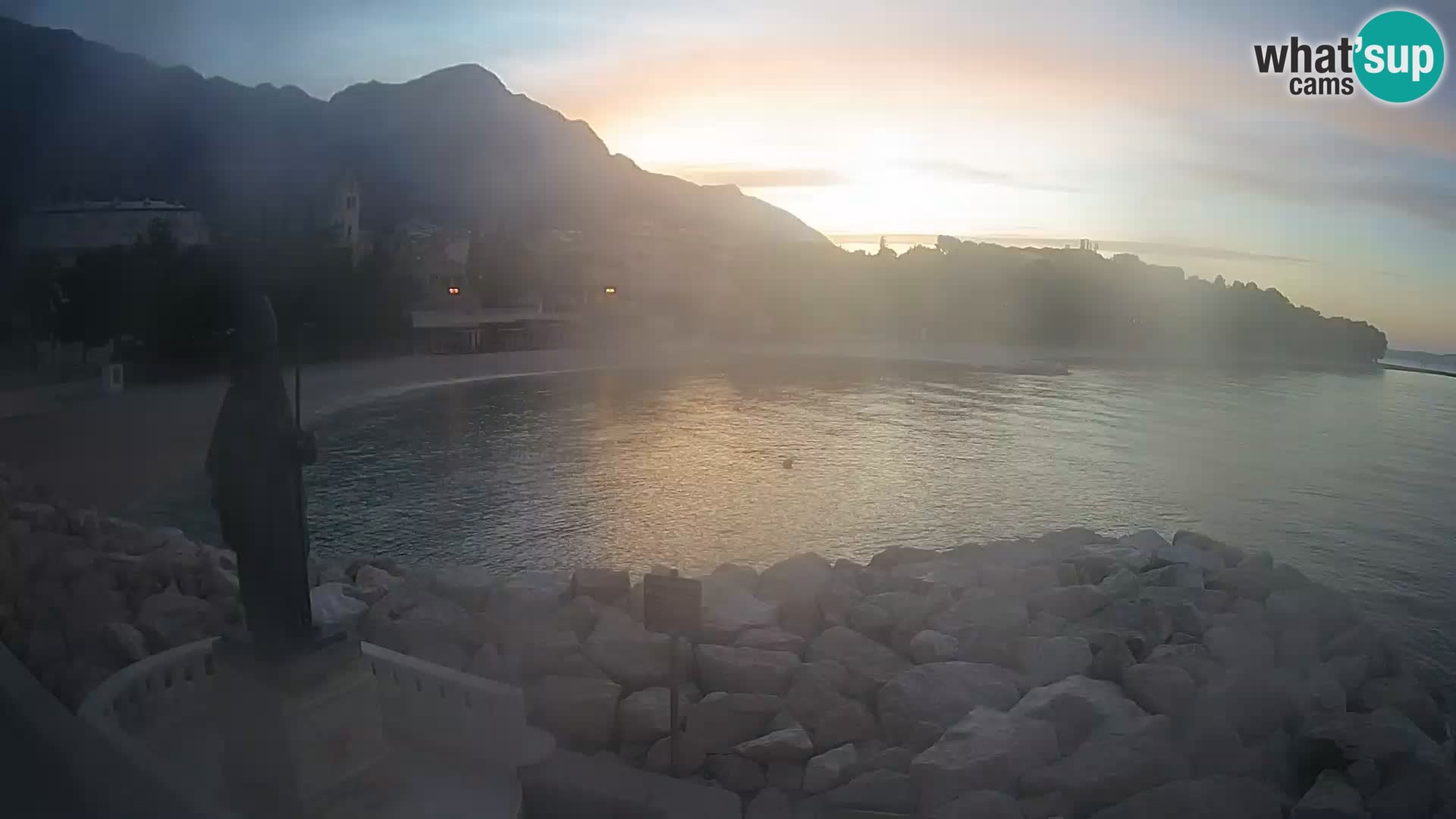 Webcam Baška Voda Croatia | Saint Nikola and beach