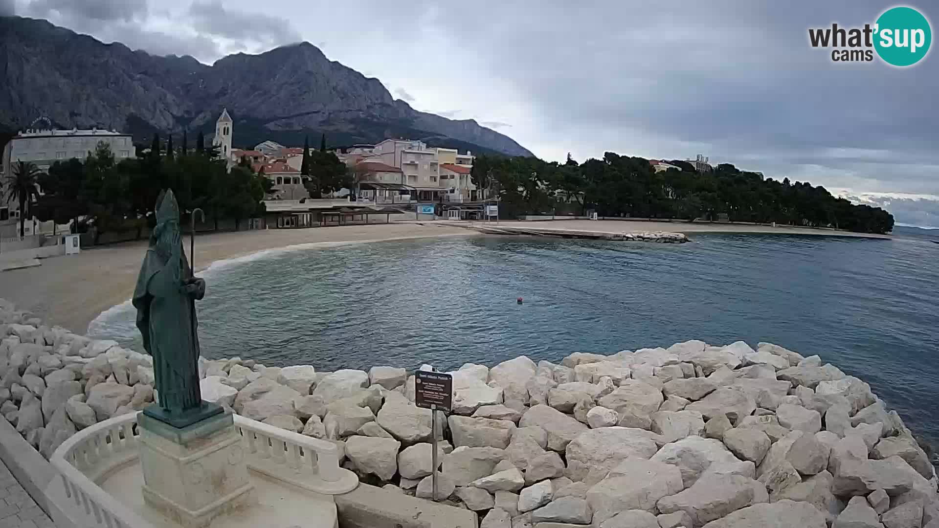 Webcam Baška Voda Croatia | Saint Nikola and beach