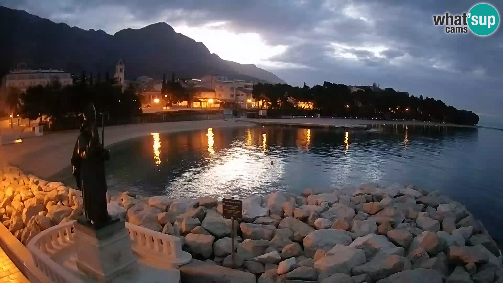 Webcam Baška Voda Croatia | Saint Nikola and beach