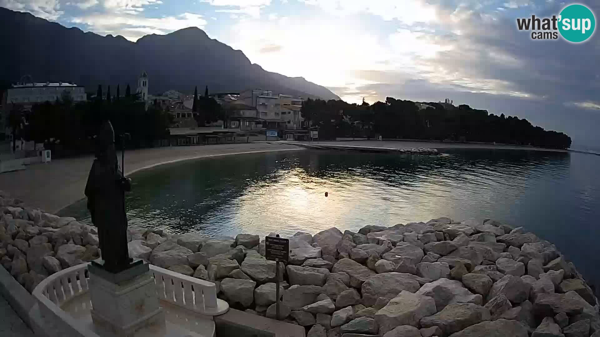 Webcam Baška Voda Croatia | Saint Nikola and beach