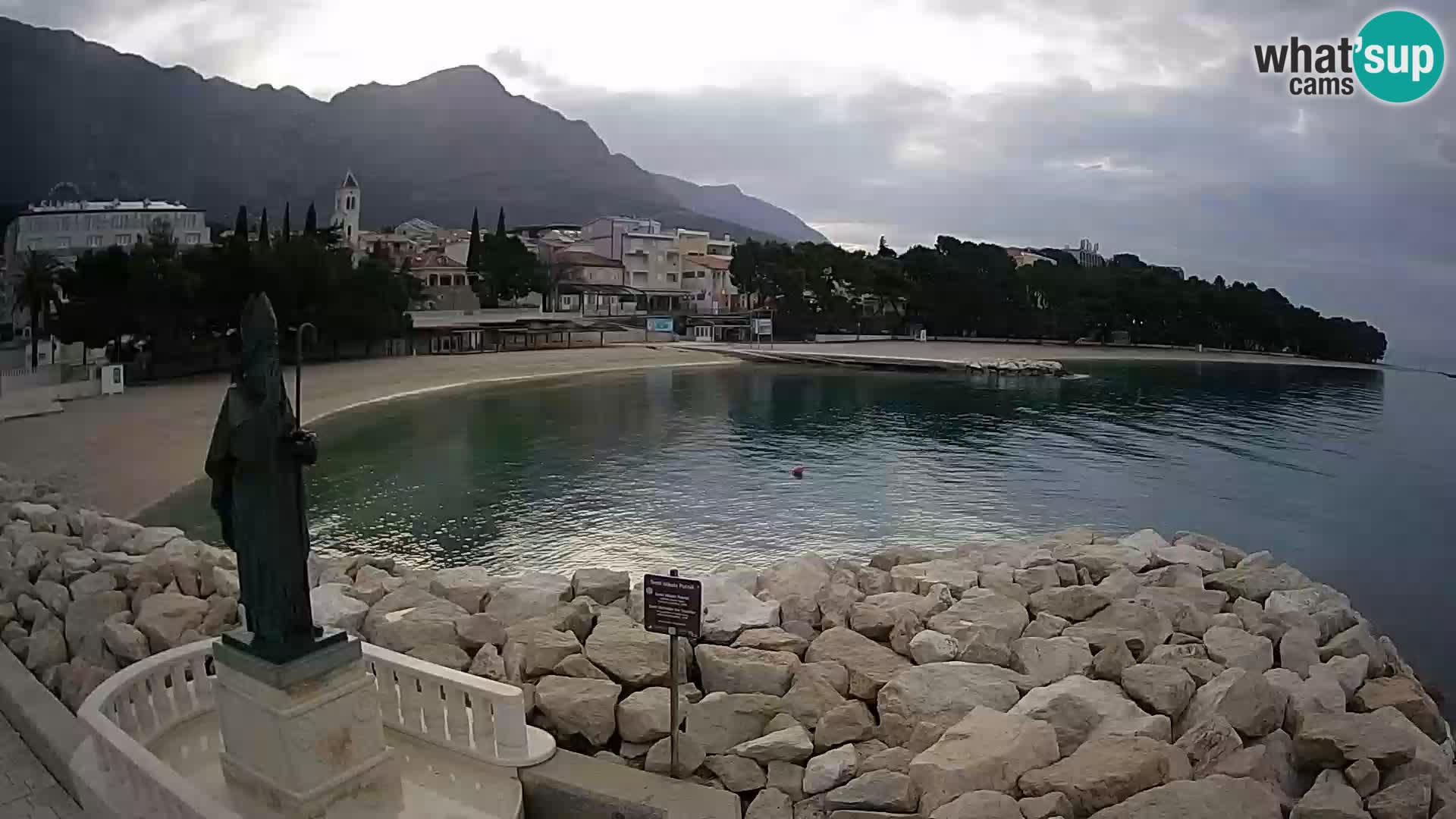 Webcam Baška Voda Croatia | Saint Nikola and beach